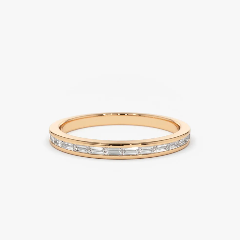 14K Channel Set Baguette Diamond Band