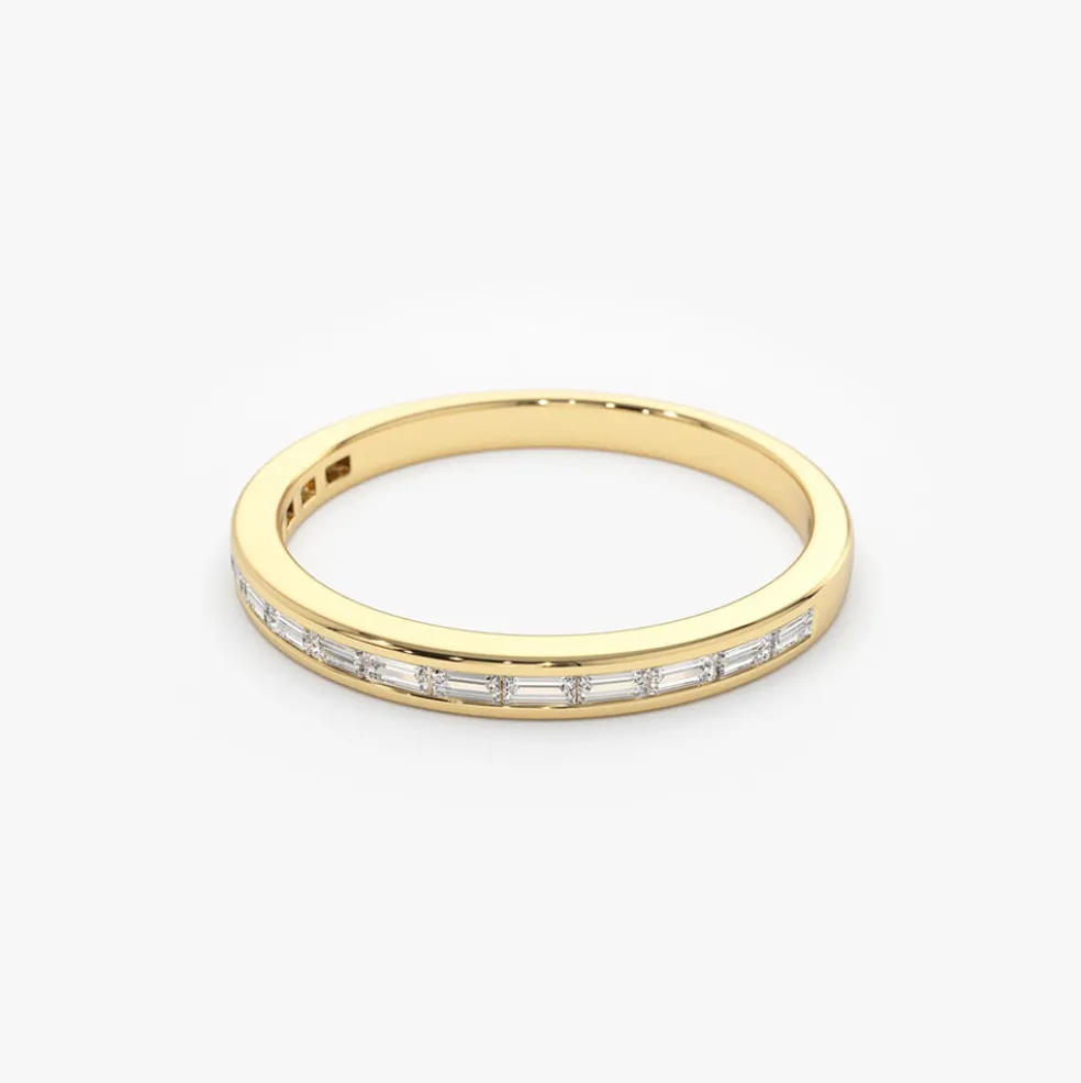 14K Channel Set Baguette Diamond Band