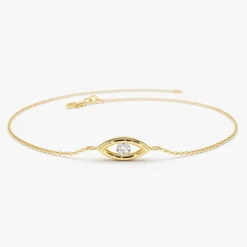 14k Channel Setting Diamond Evil Eye Bracelet