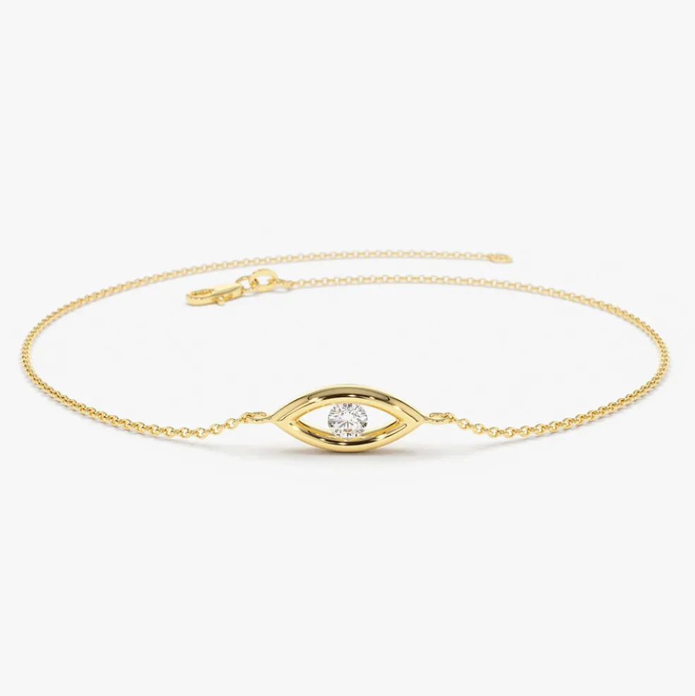 14k Channel Setting Diamond Evil Eye Bracelet