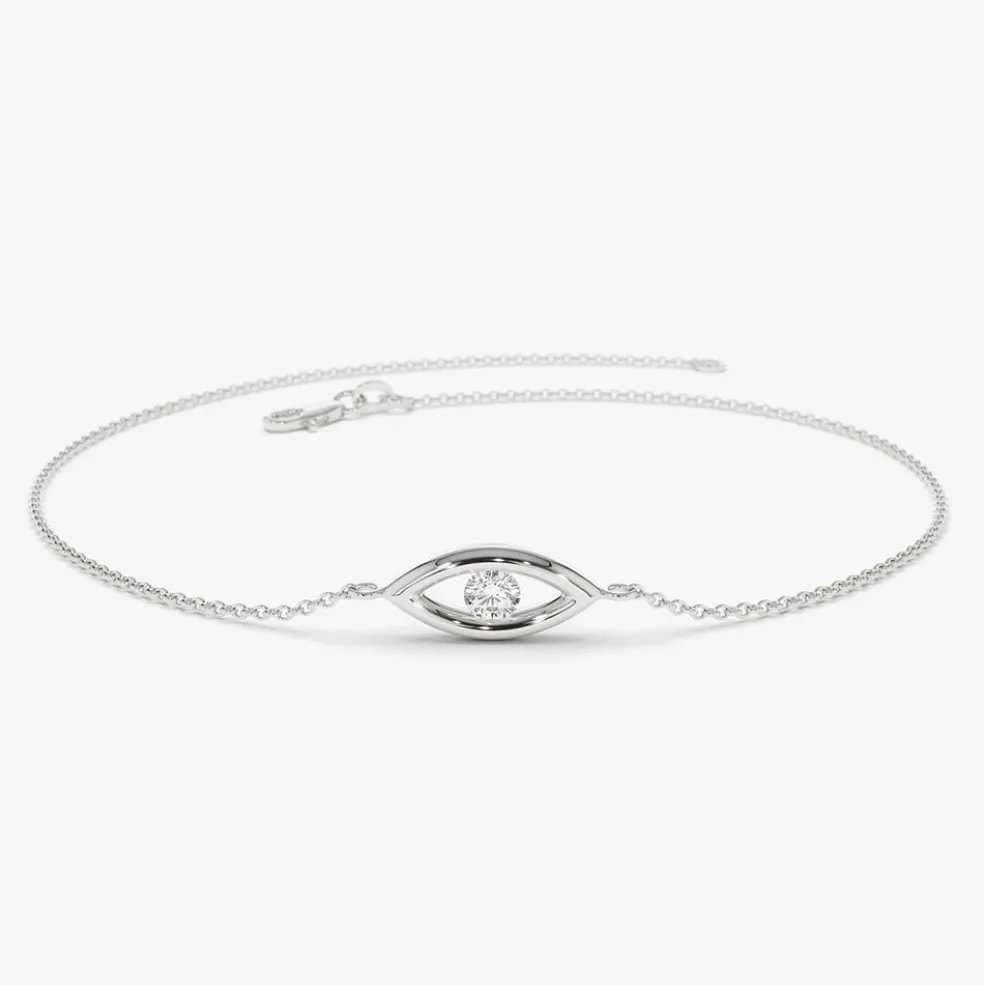 14k Channel Setting Diamond Evil Eye Bracelet