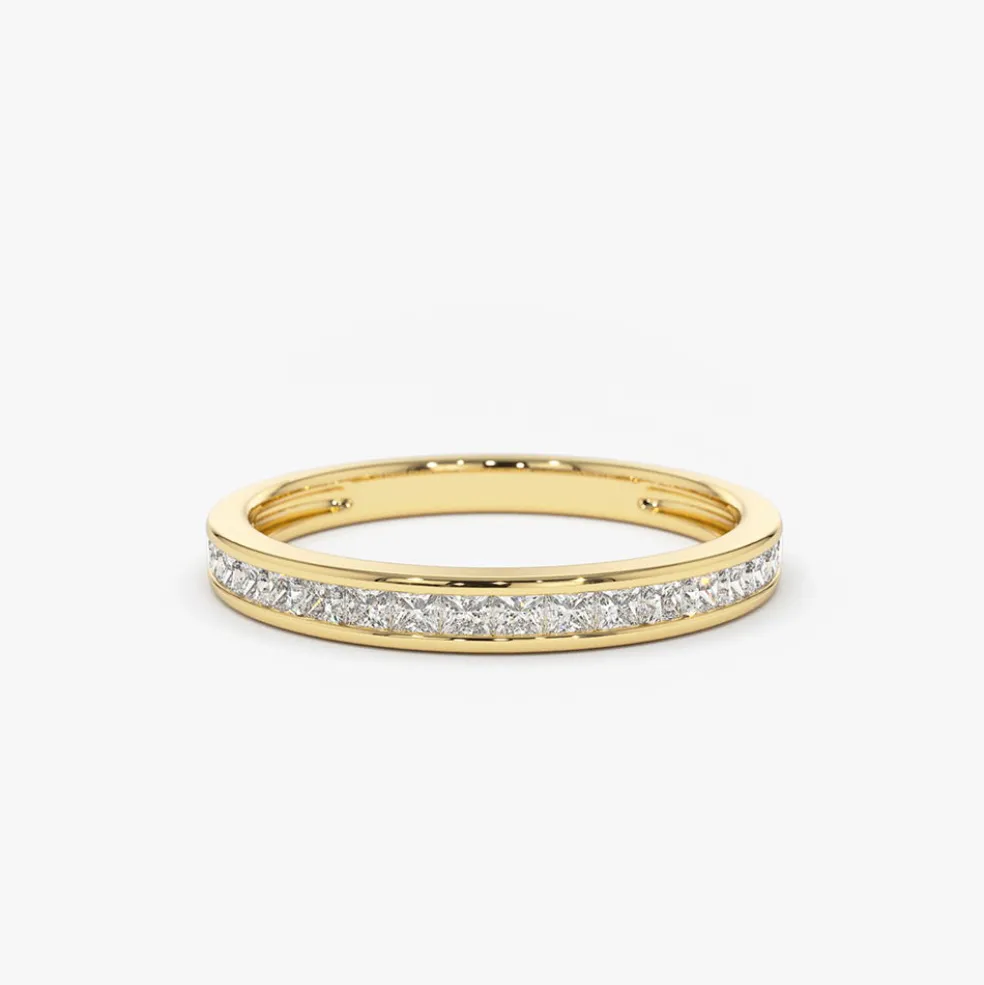 14k Channel Setting Princess Cut Half Eternity Diamond Ring