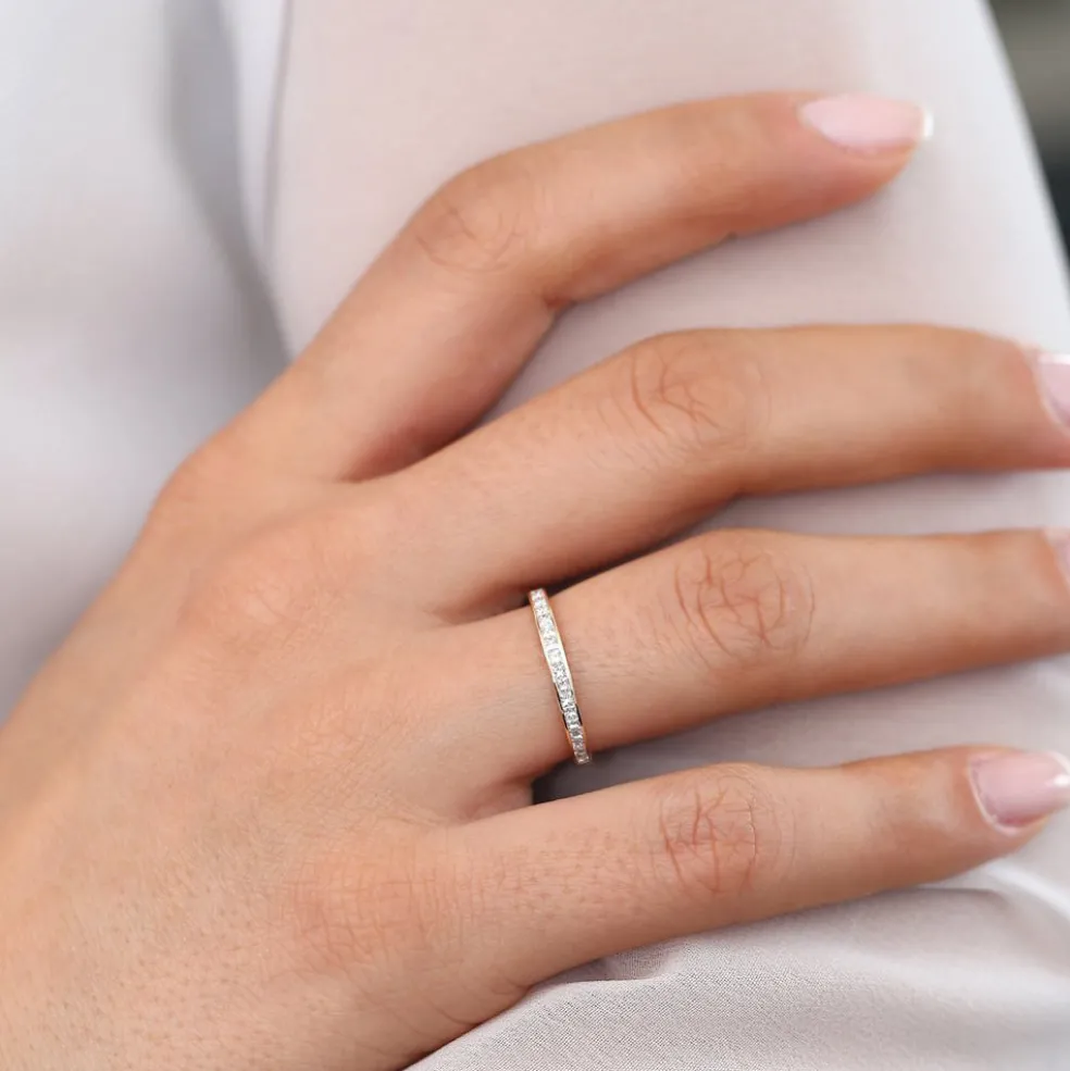 14k Channel Setting Princess Cut Half Eternity Diamond Ring