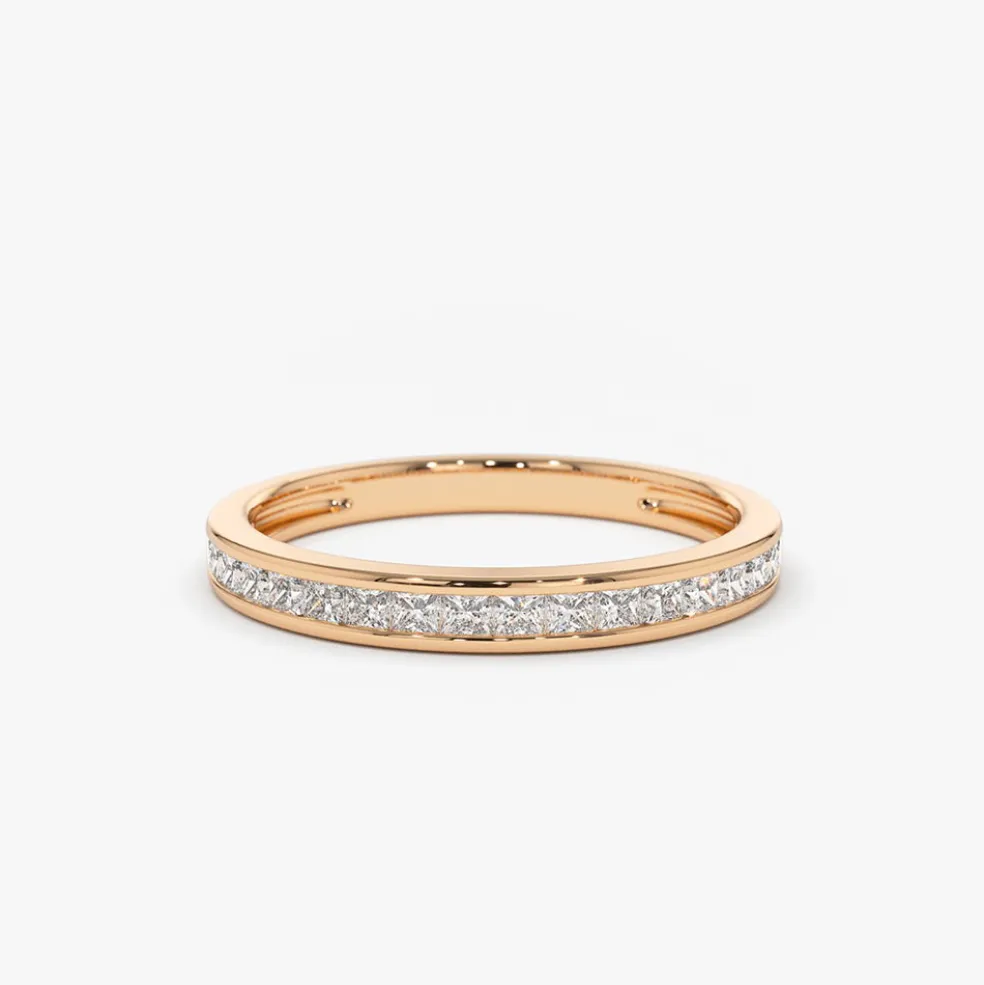14k Channel Setting Princess Cut Half Eternity Diamond Ring