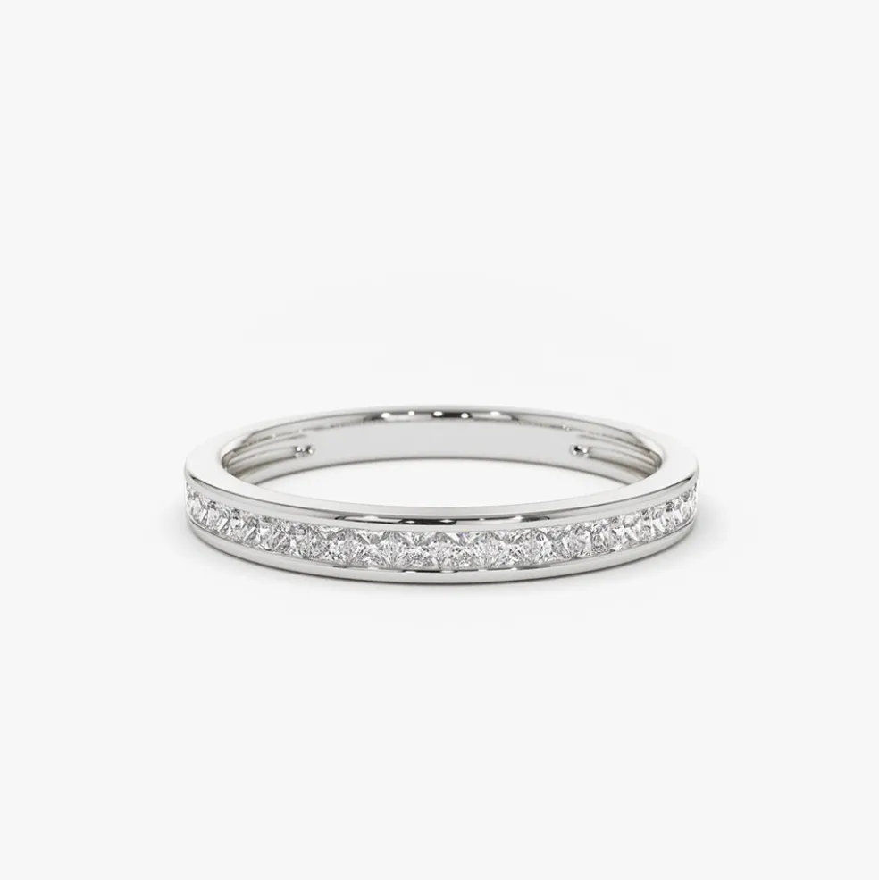 14k Channel Setting Princess Cut Half Eternity Diamond Ring