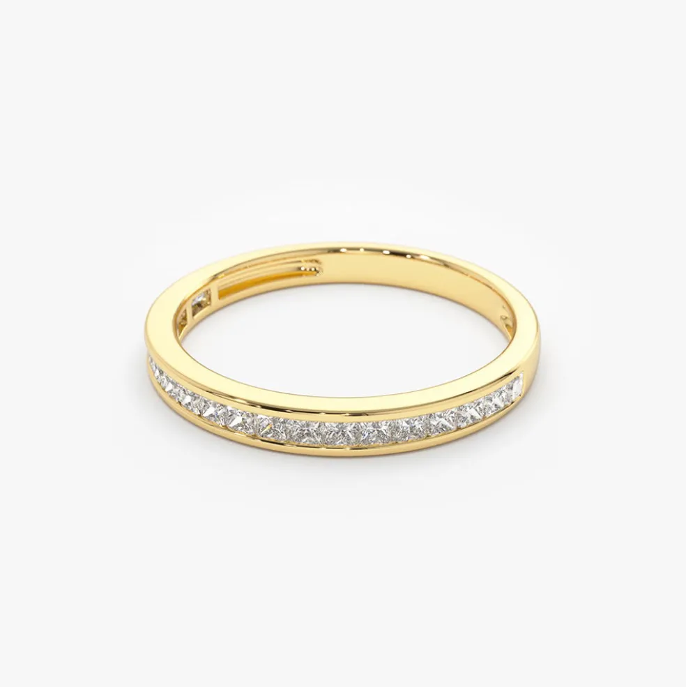 14k Channel Setting Princess Cut Half Eternity Diamond Ring