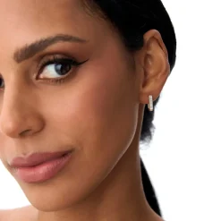 14k Channel Settinng Baguette Diamond Unique Hoops
