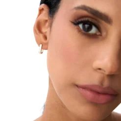 14k Channel Settinng Baguette Diamond Unique Hoops