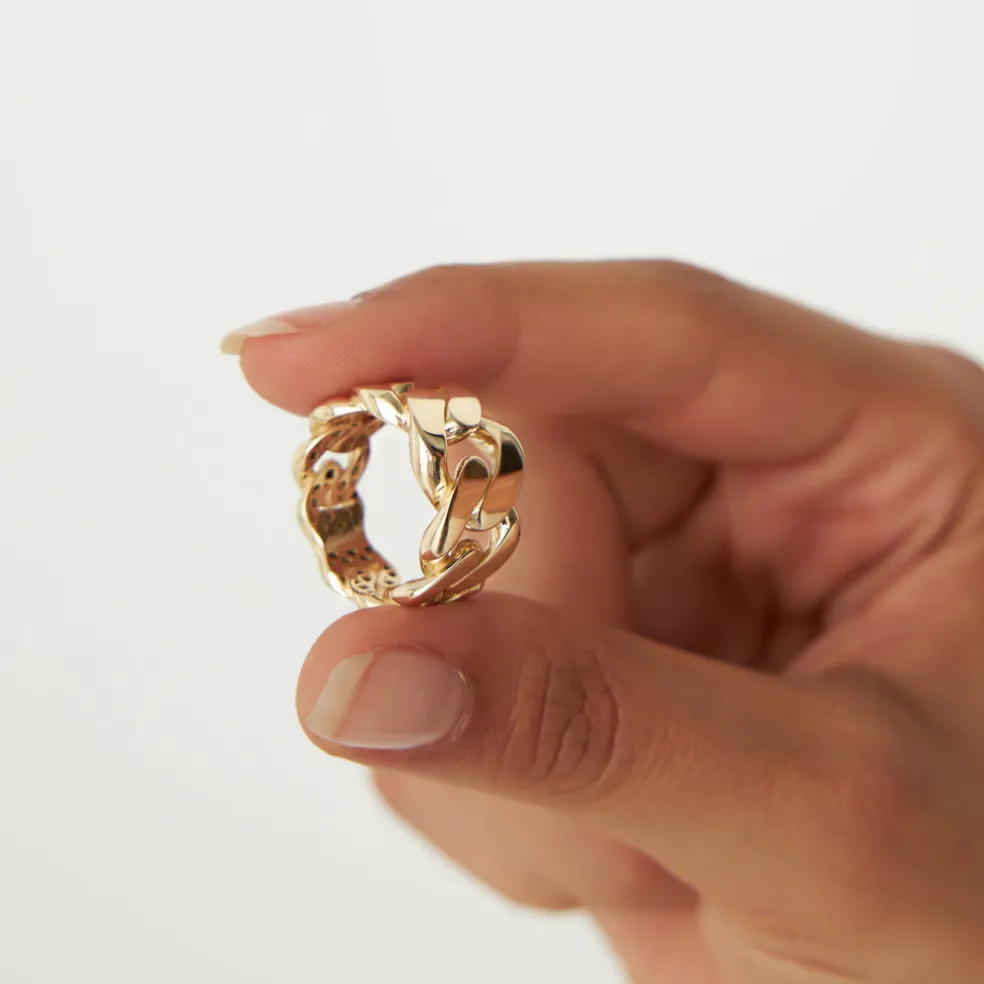 14k Chunky Cuban Curb Chain Link Ring