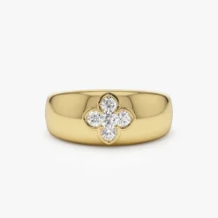 14k Chunky Diamond Clover Ring