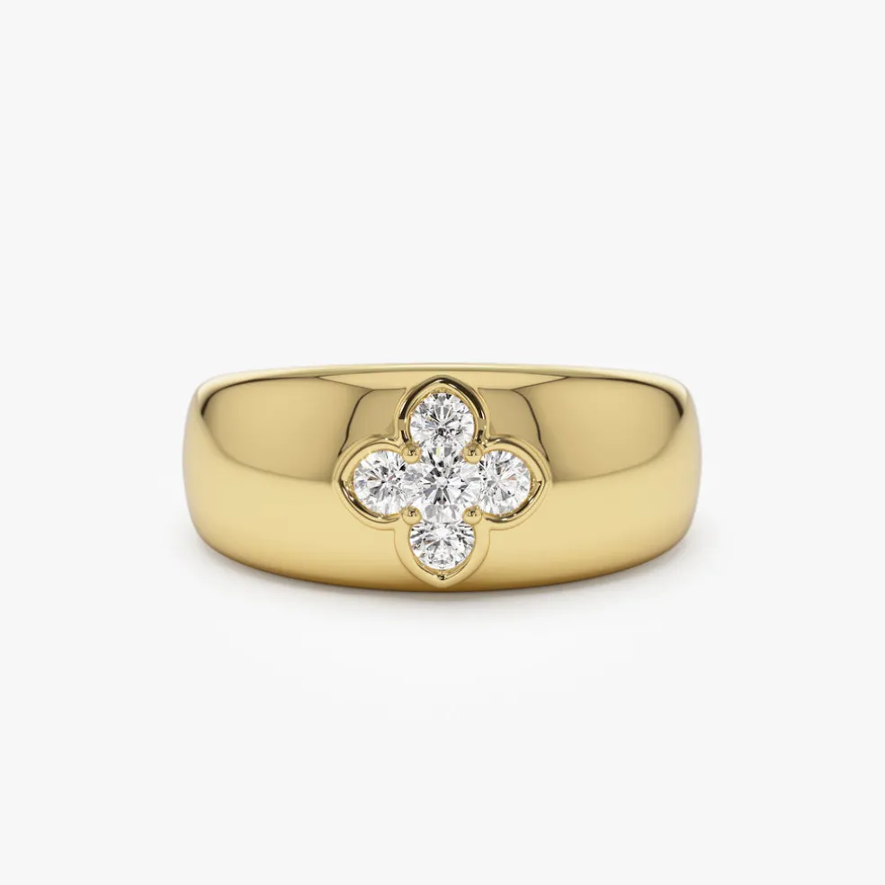 14k Chunky Diamond Clover Ring
