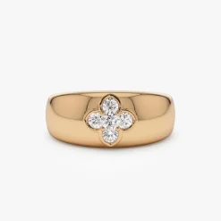 14k Chunky Diamond Clover Ring