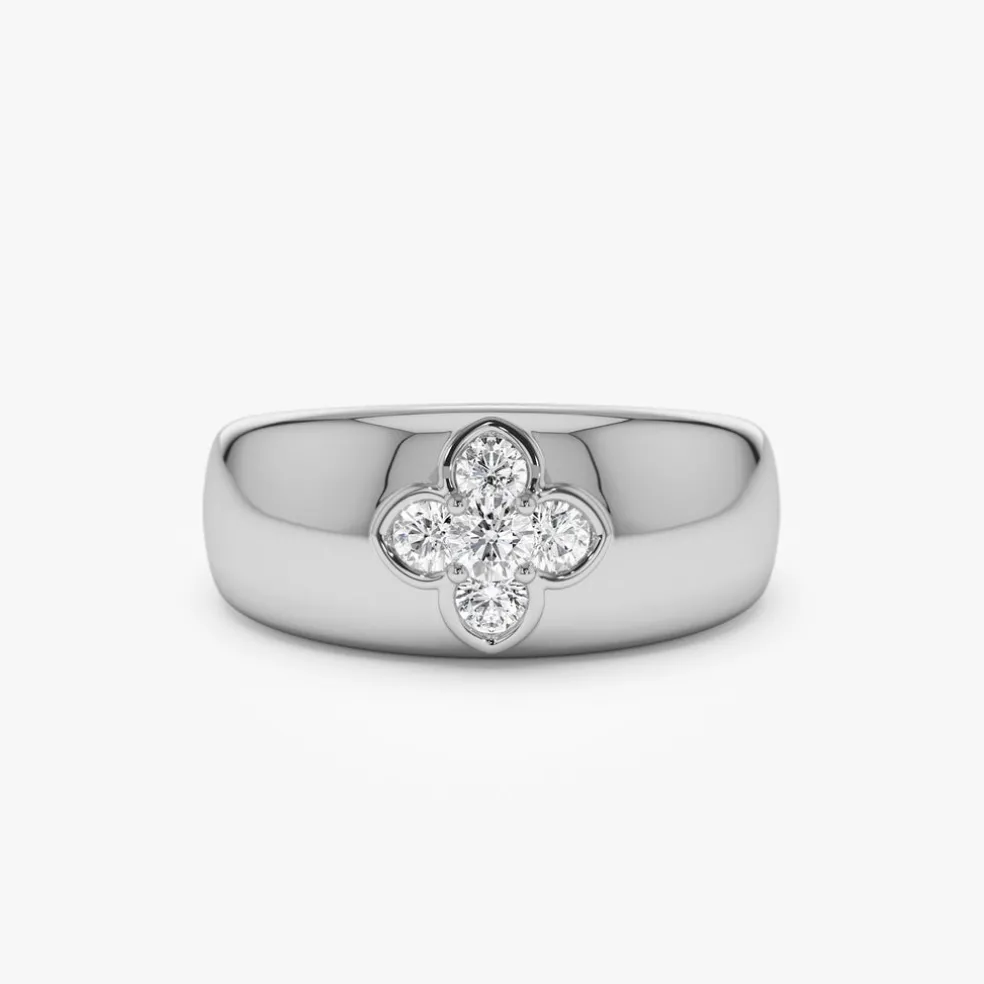 14k Chunky Diamond Clover Ring