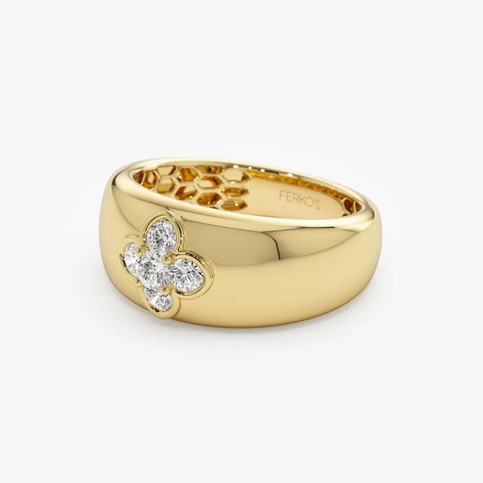 14k Chunky Diamond Clover Ring