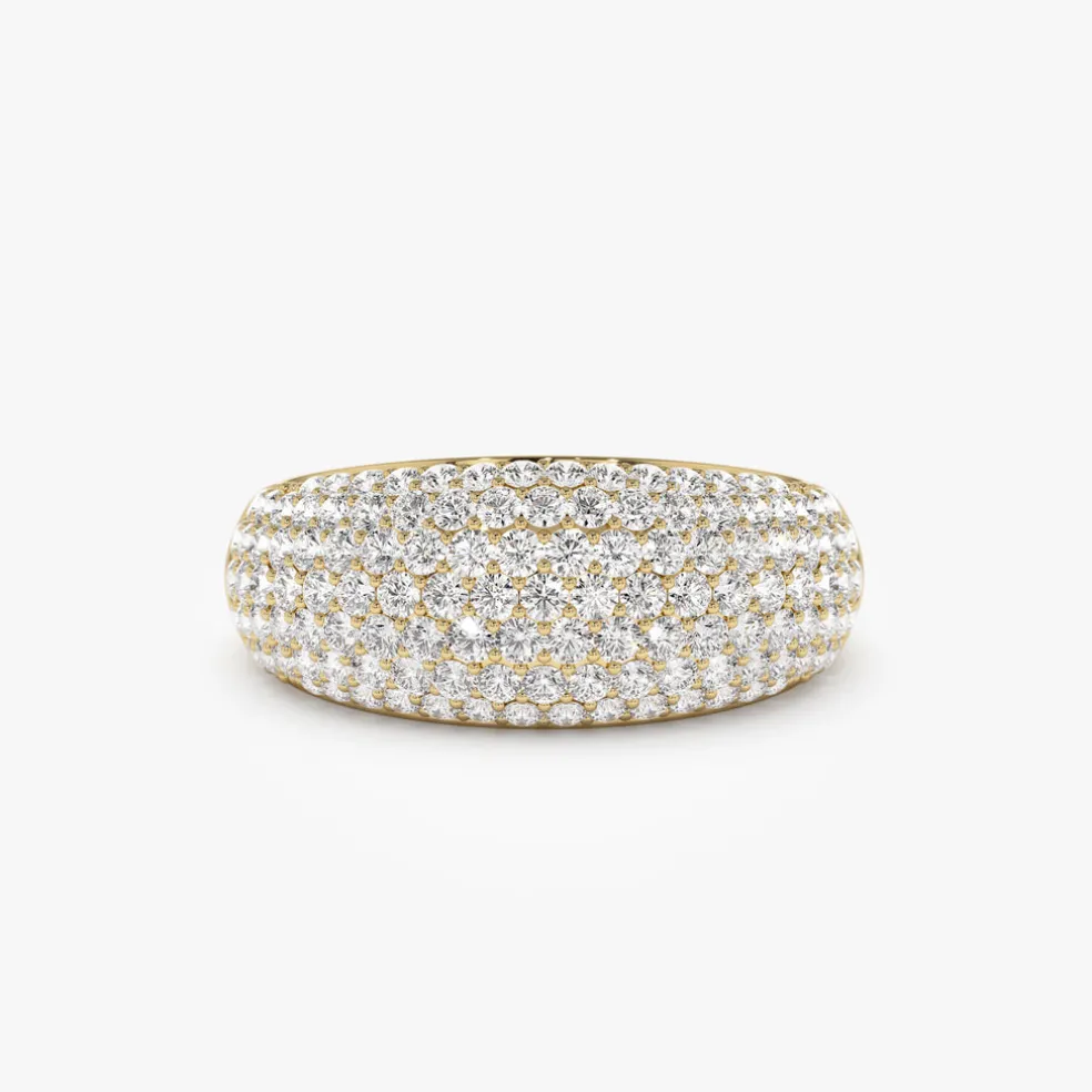 14k Chunky Dome Pave Setting Statement Diamond Ring