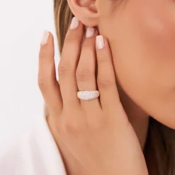 14k Chunky Dome Pave Setting Statement Diamond Ring