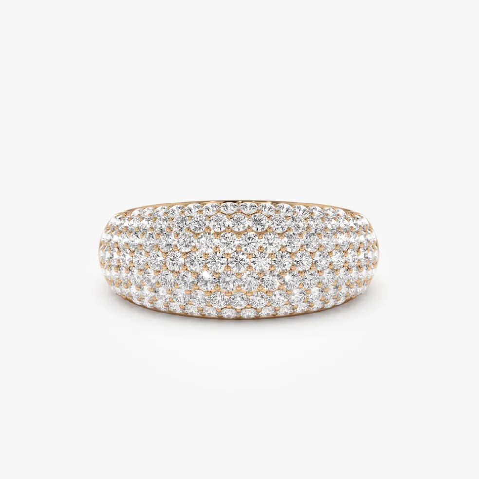 14k Chunky Dome Pave Setting Statement Diamond Ring