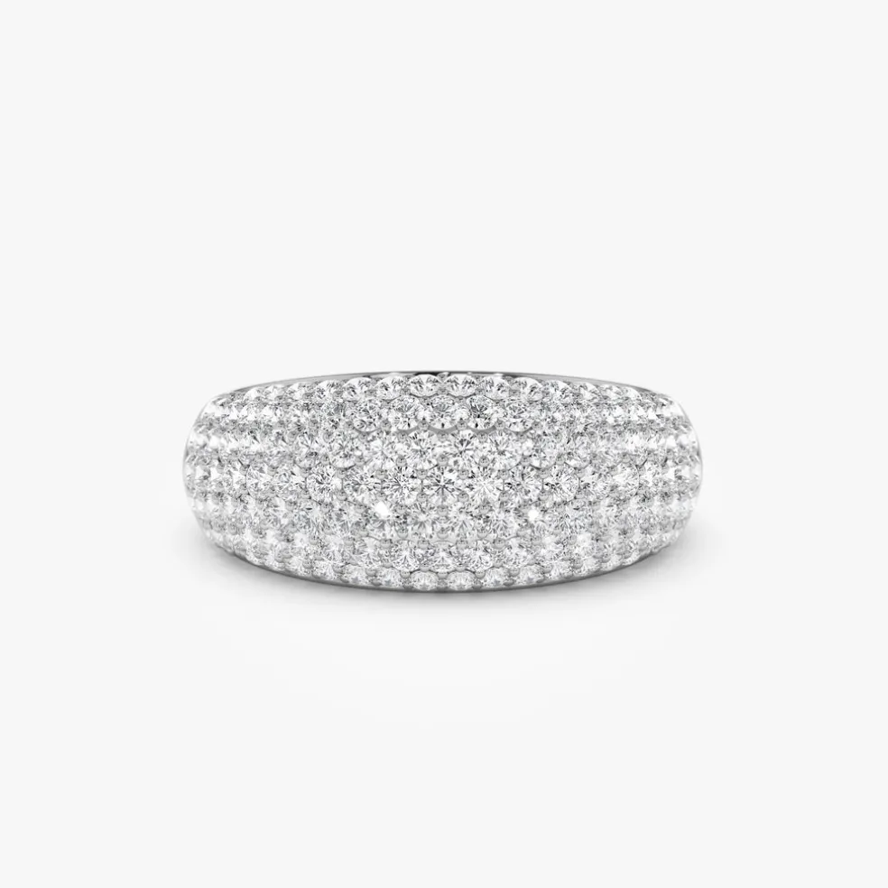 14k Chunky Dome Pave Setting Statement Diamond Ring