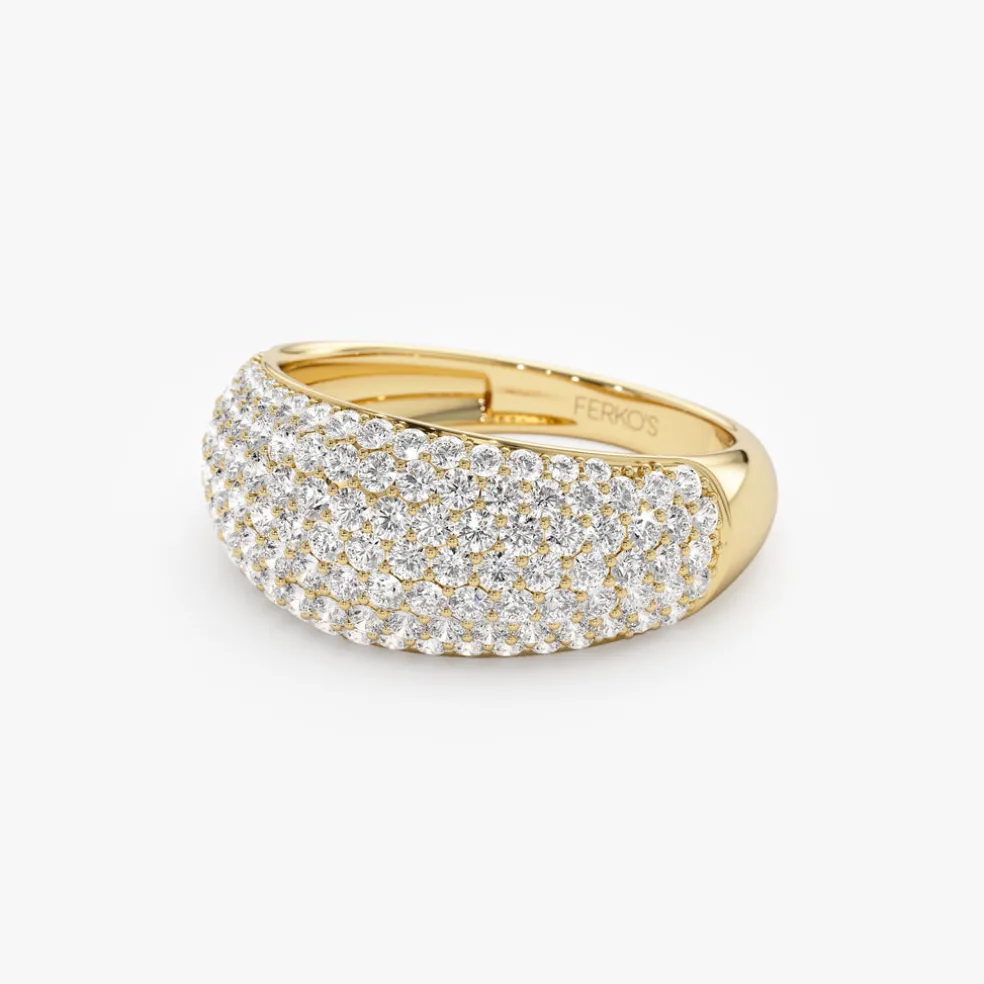 14k Chunky Dome Pave Setting Statement Diamond Ring