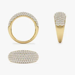 14k Chunky Dome Pave Setting Statement Diamond Ring