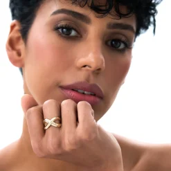14K Chunky Gold Criss Cross Statement Ring