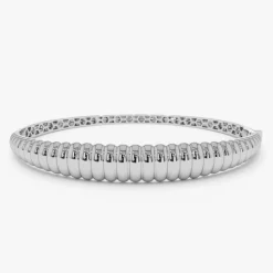 14k Chunky Ribbed Gold Bangle Bracelet