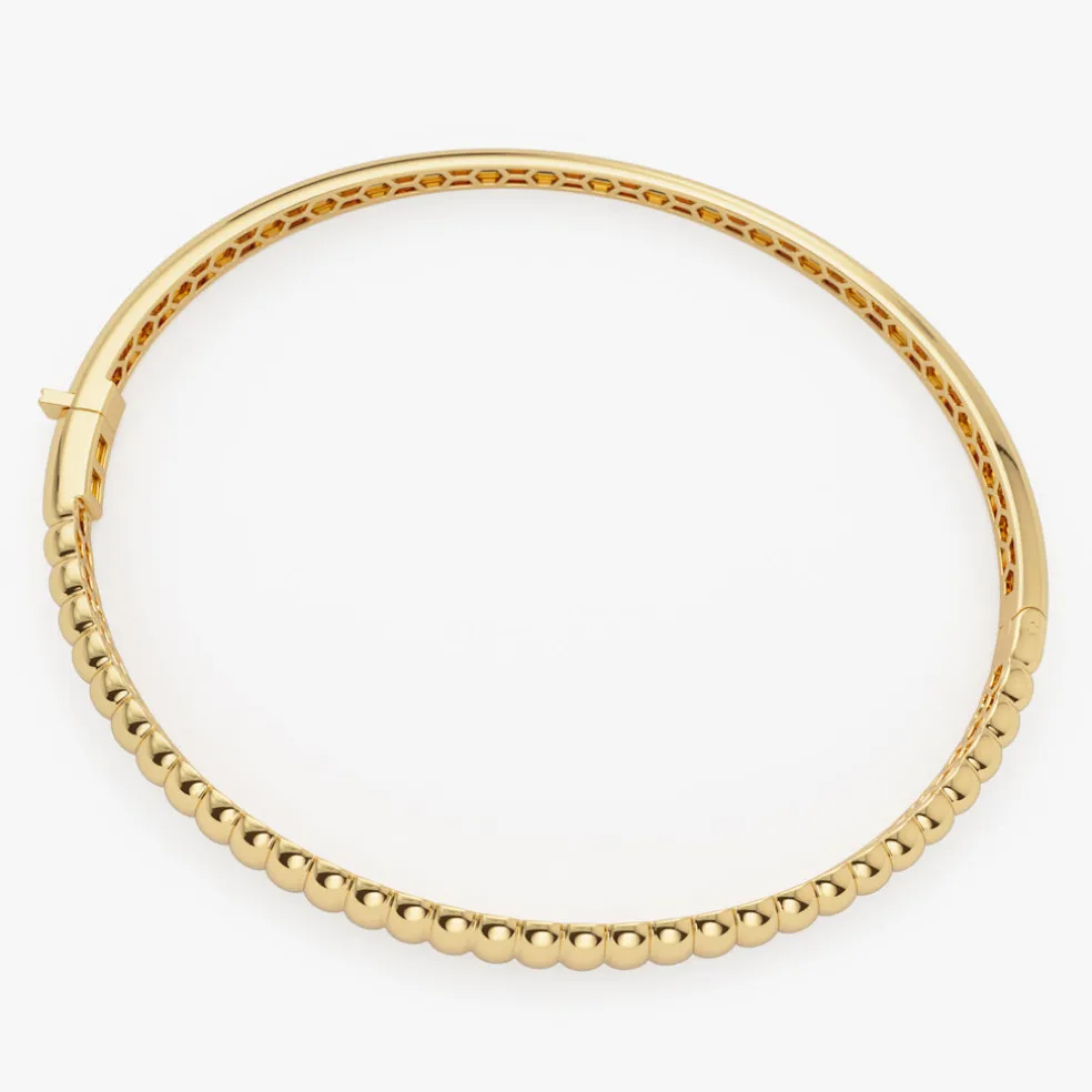 14k Chunky Ribbed Gold Bangle Bracelet