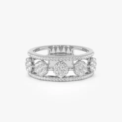14K Circle Cluster Diamond Band Ring