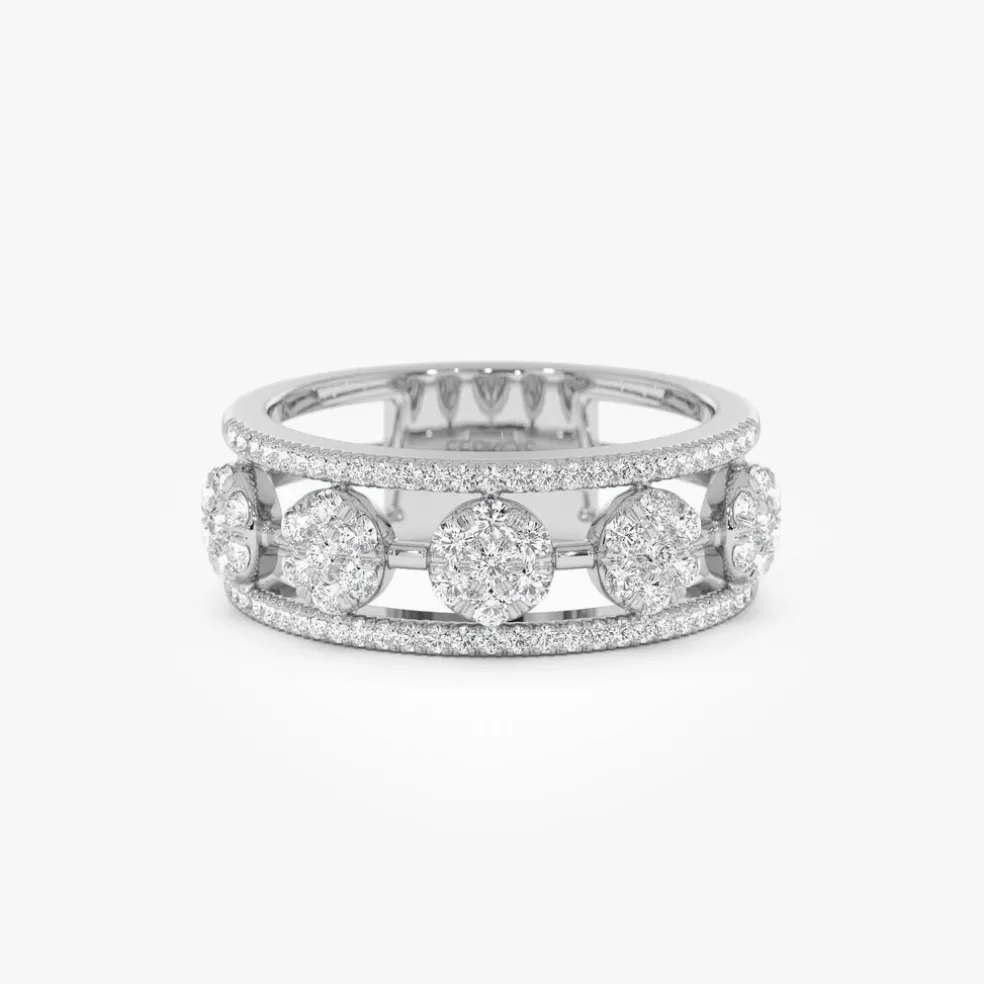 14K Circle Cluster Diamond Band Ring
