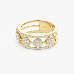 14K Circle Cluster Diamond Band Ring