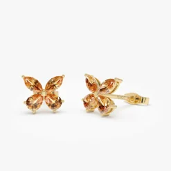 14K Citrine Butterfly Stud Earrings