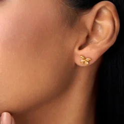 14K Citrine Butterfly Stud Earrings