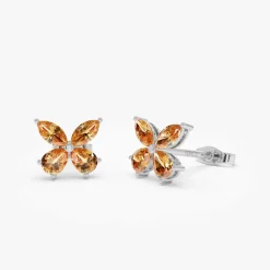 14K Citrine Butterfly Stud Earrings
