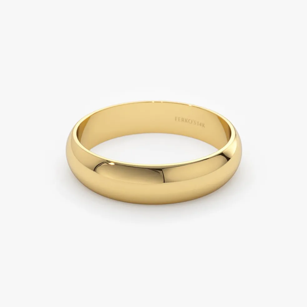 14k Classic Dome 4MM Unisex Wedding Ring