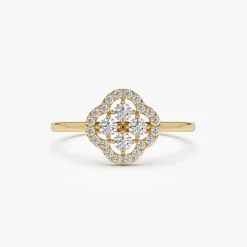 14k Clover Diamond Cluster Ring