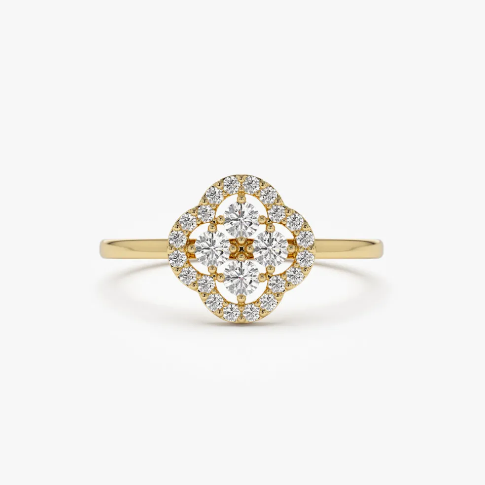14k Clover Diamond Cluster Ring