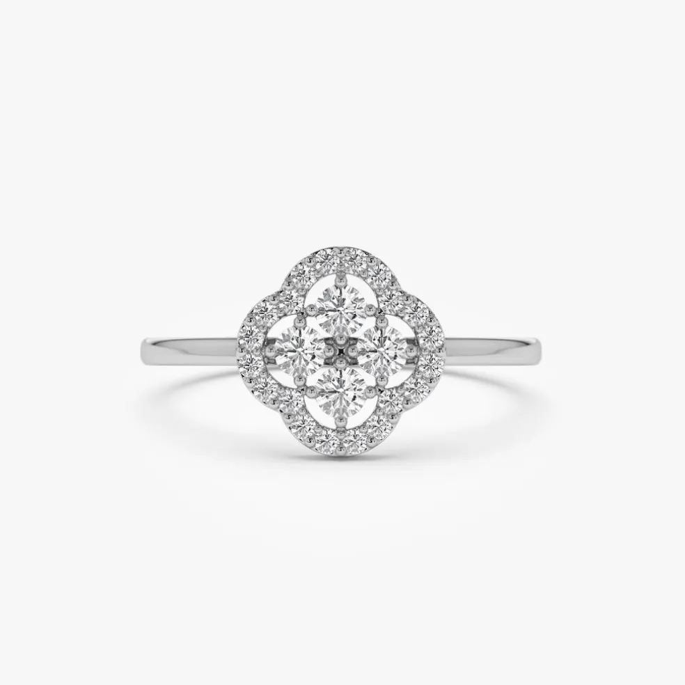 14k Clover Diamond Cluster Ring