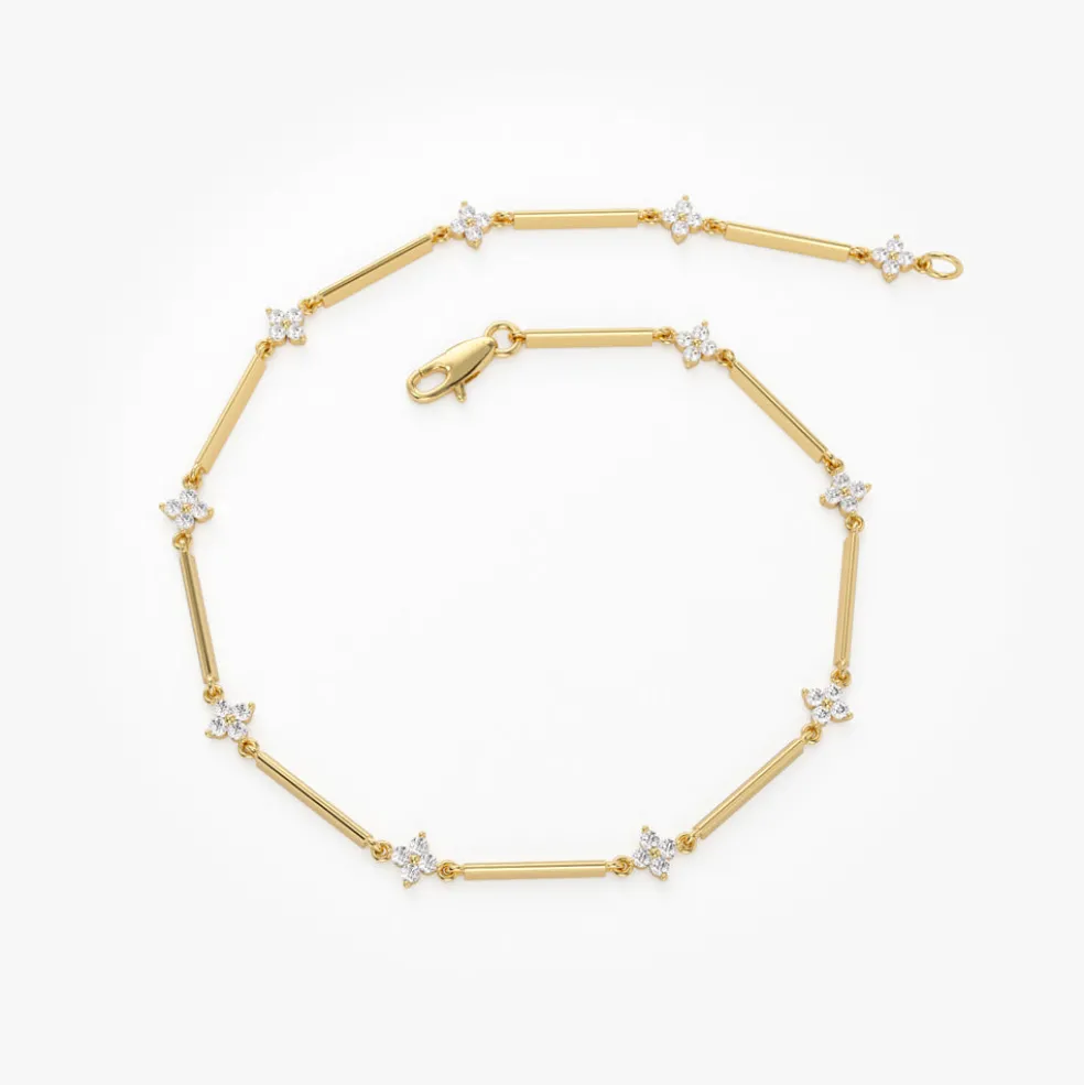 14k Clover Setting Diamond Infinity Bracelet