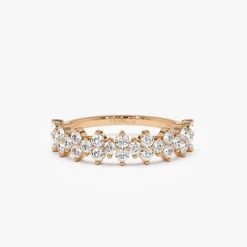 14k Cluster Diamond Half Eternity Wedding Band