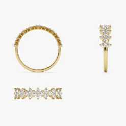14k Cluster Diamond Half Eternity Wedding Band