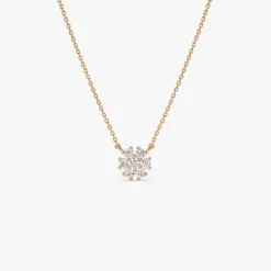 14k Cluster Flower Diamond Necklace