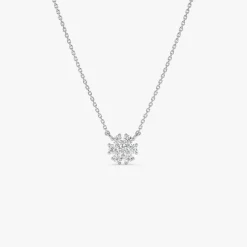 14k Cluster Flower Diamond Necklace