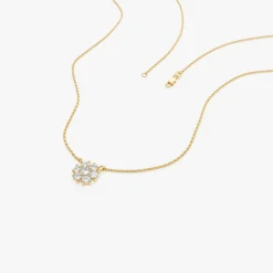 14k Cluster Flower Diamond Necklace