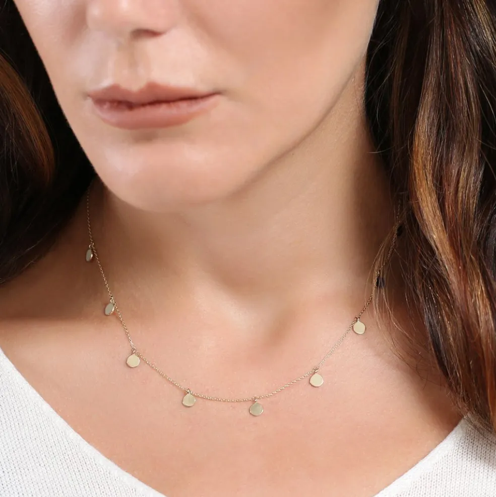 14k Coin Disc Choker Necklace