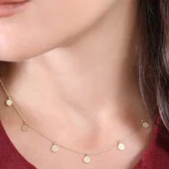 14k Coin Disc Choker Necklace