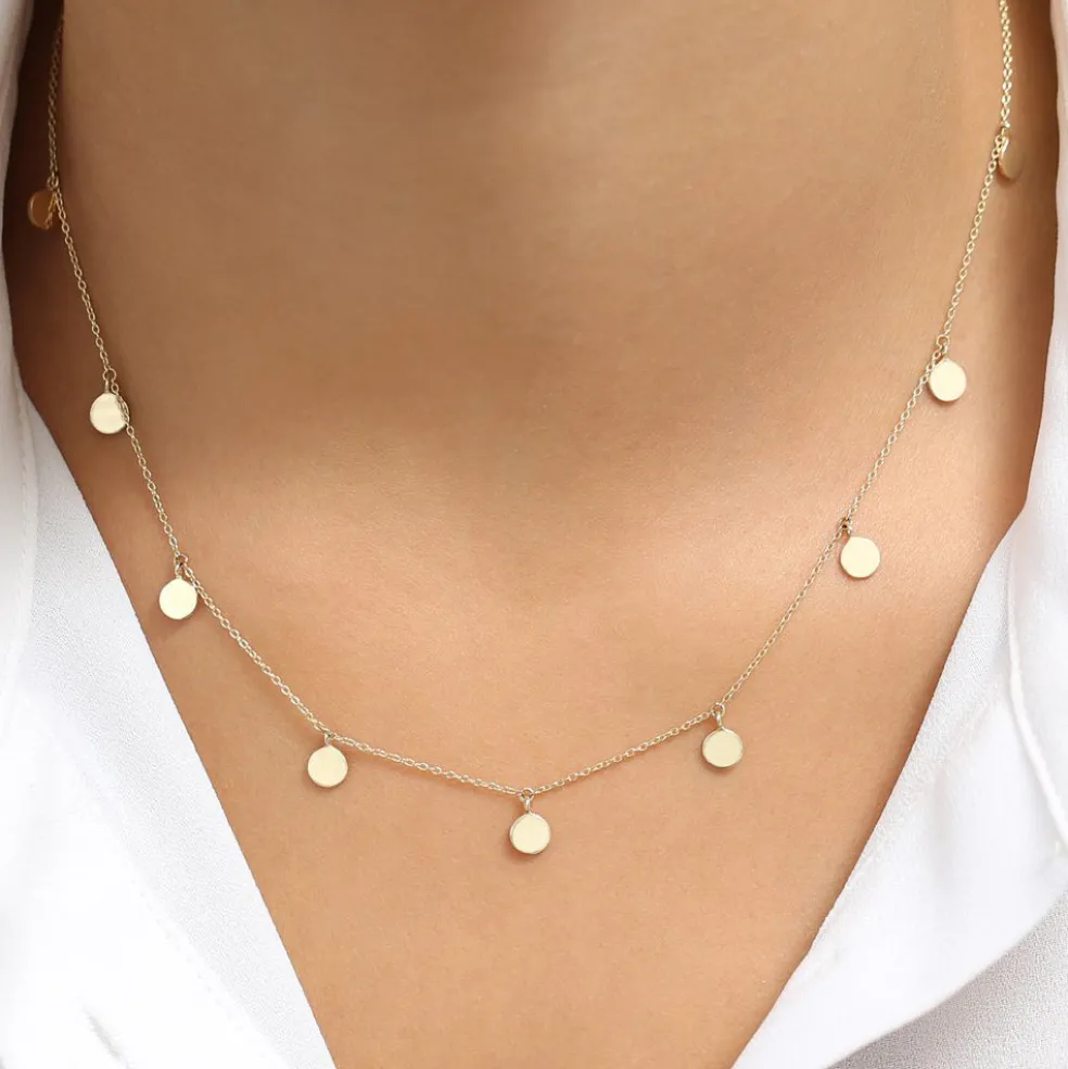 14k Coin Disc Choker Necklace