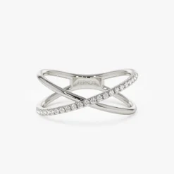 14k Criss Cross Single Side Diamond Ring