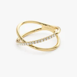 14k Criss Cross Single Side Diamond Ring