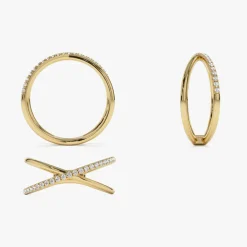 14k Criss Cross Single Side Diamond Ring