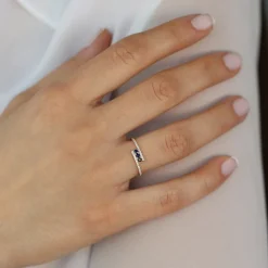 14k Cross Over Diamond Ring with Round Blue Sapphires